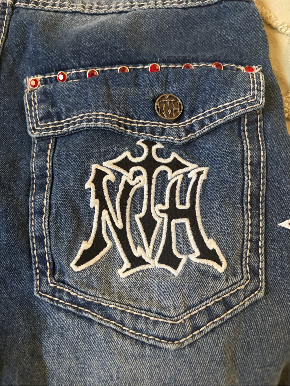 Ambush Men Ninth Hall Ambush Crosses Baked Medium Blue Wash Loose Fit Jeans. - Picture 4 of 13